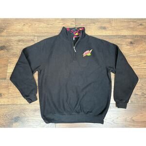 Mountain Dew Major Melon Sweater Pullover Mens Large Black Logo Half Zip Promo